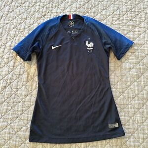 Nike France FFF Authentic Soccer Jersey Womens XS Dri Fit 2018 Blue